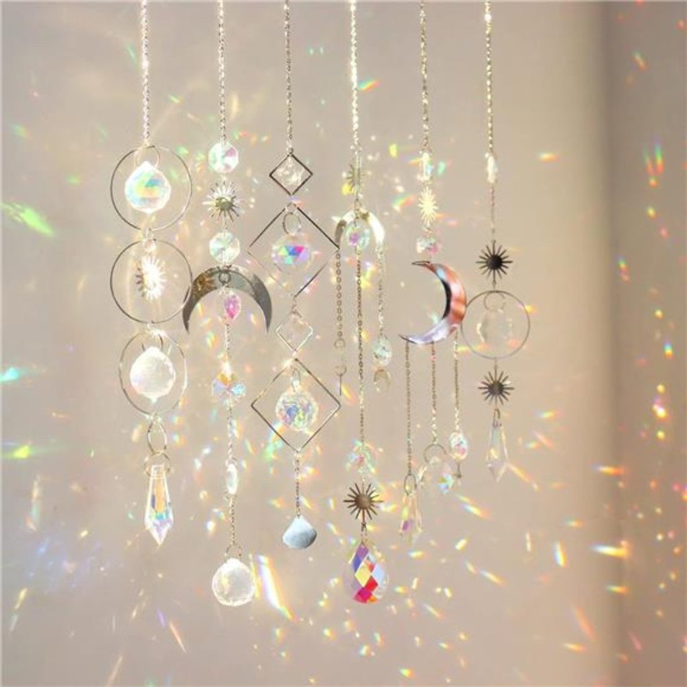 6Pieces Crystal Suncatchers for Window Hanging Sun Catcher with Chain Rainbow